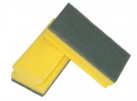 Shaped sponge with abrasive fibre